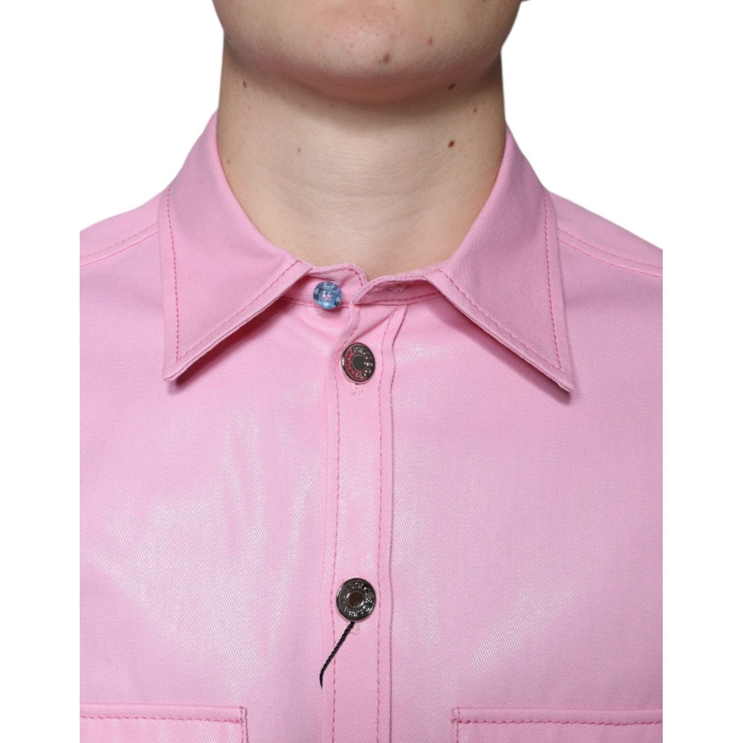 Dolce & Gabbana Pink Cotton Collared Button Down Shirt Dolce & Gabbana