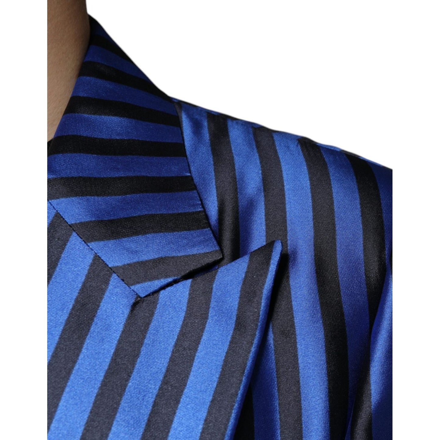 Dolce & Gabbana Metallic Blue Stripes Formal 3 Piece Suit Dolce & Gabbana