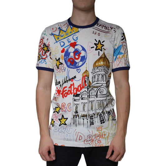 Dolce & Gabbana White Graphic Print Cotton Crew Neck T-shirt Dolce & Gabbana