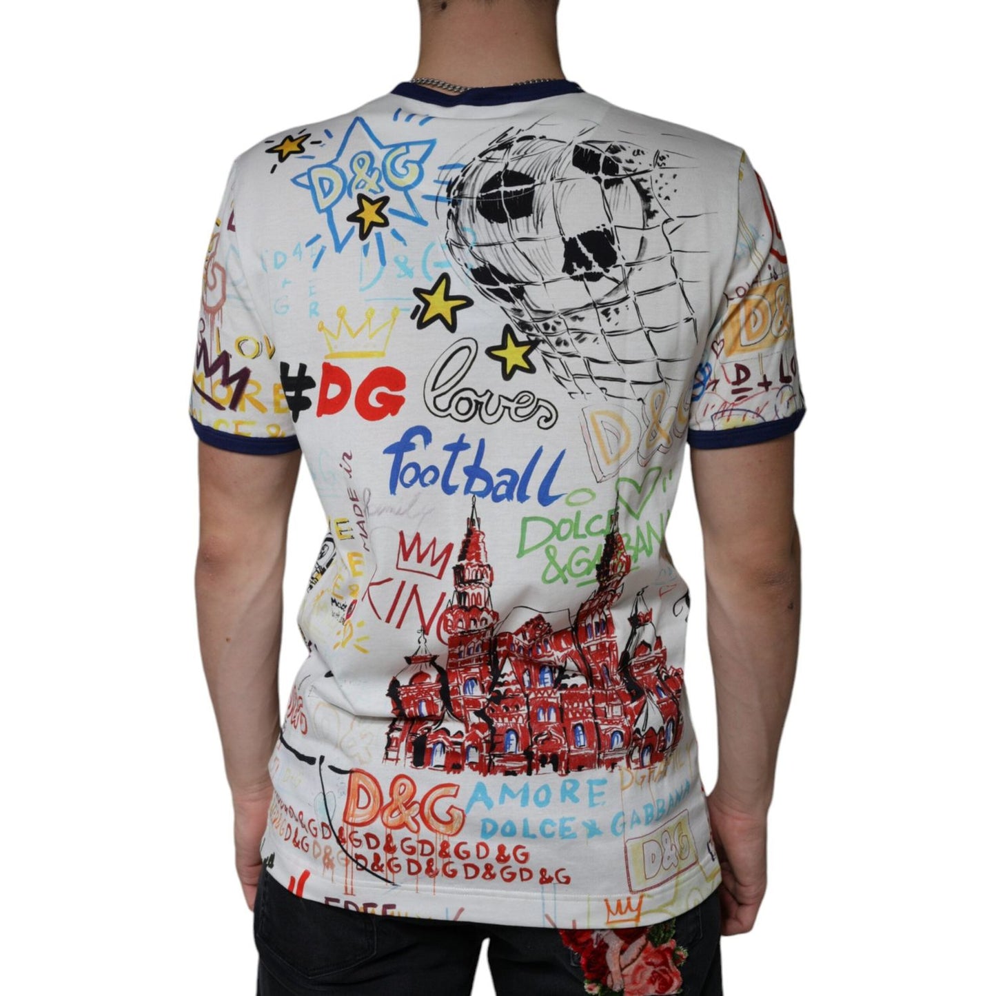 Dolce & Gabbana White Graphic Print Cotton Crew Neck T-shirt Dolce & Gabbana