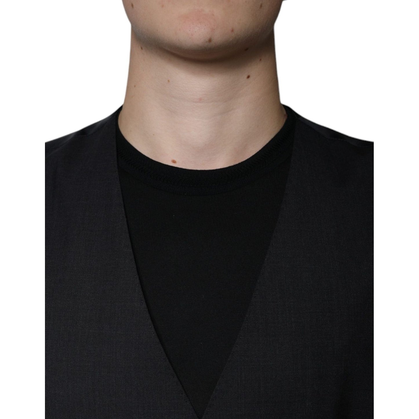 Dolce & Gabbana Black Wool Waistcoat Dress Formal Vest Dolce & Gabbana