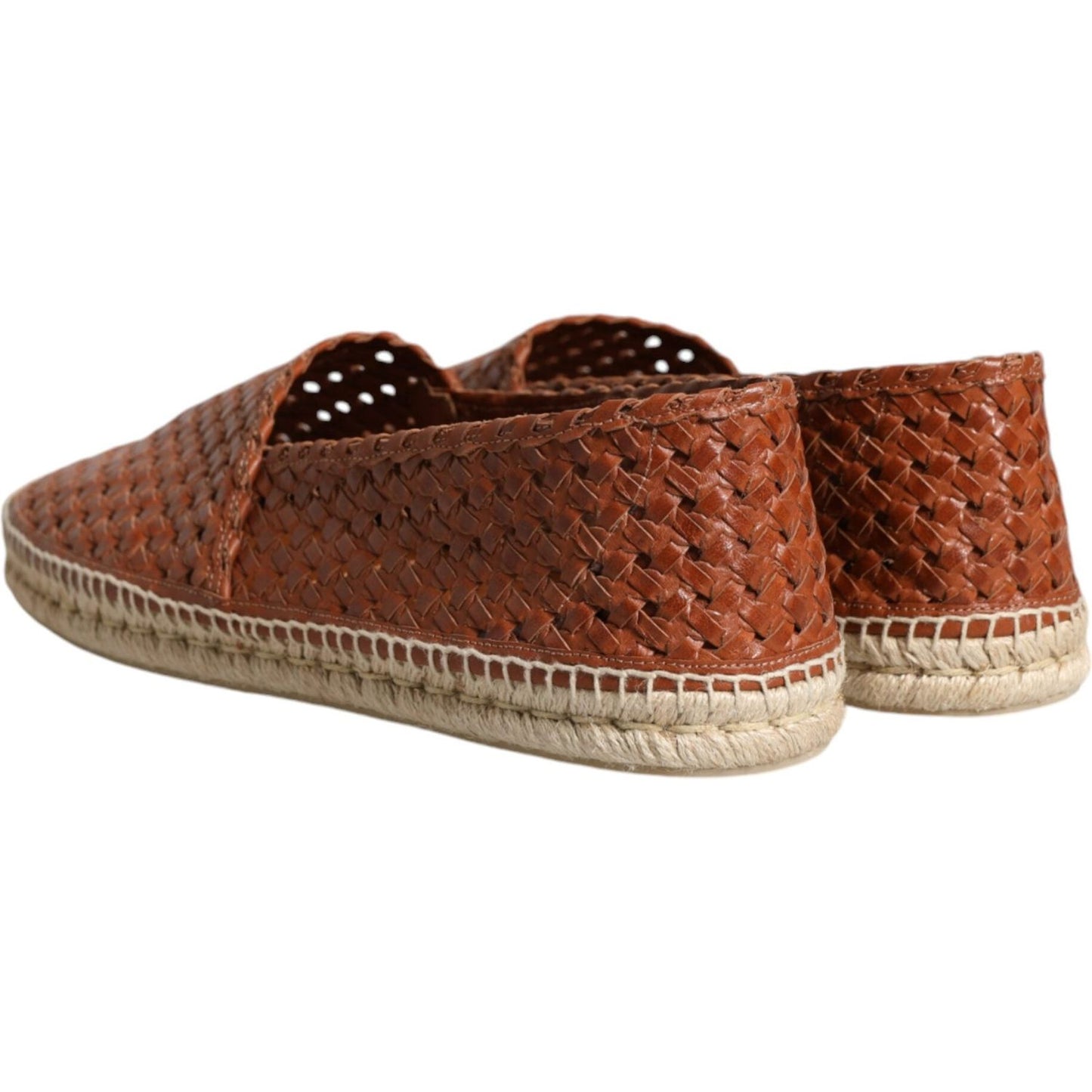 Dolce & Gabbana Maroon Woven Leather Men Espadrille Shoes Dolce & Gabbana