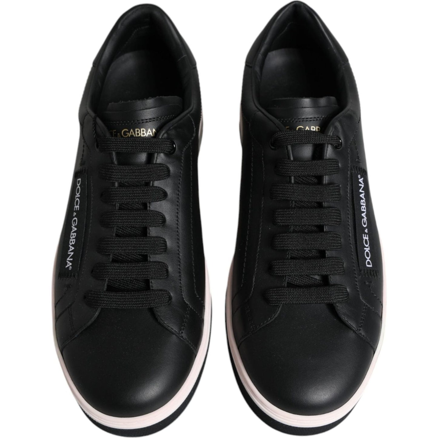 Dolce & Gabbana Black Leather Low Top Men Sneakers Shoes Dolce & Gabbana