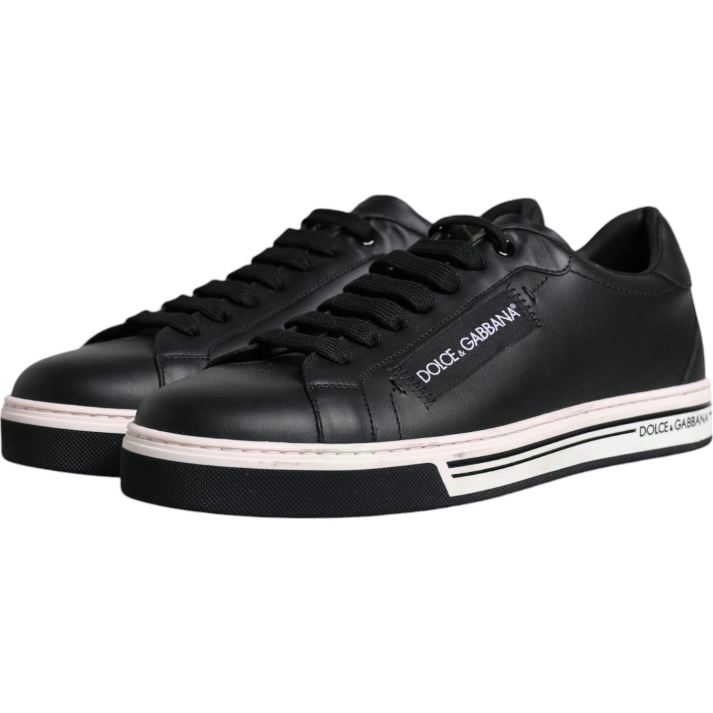 Dolce & Gabbana Black Leather Low Top Men Sneakers Shoes Dolce & Gabbana