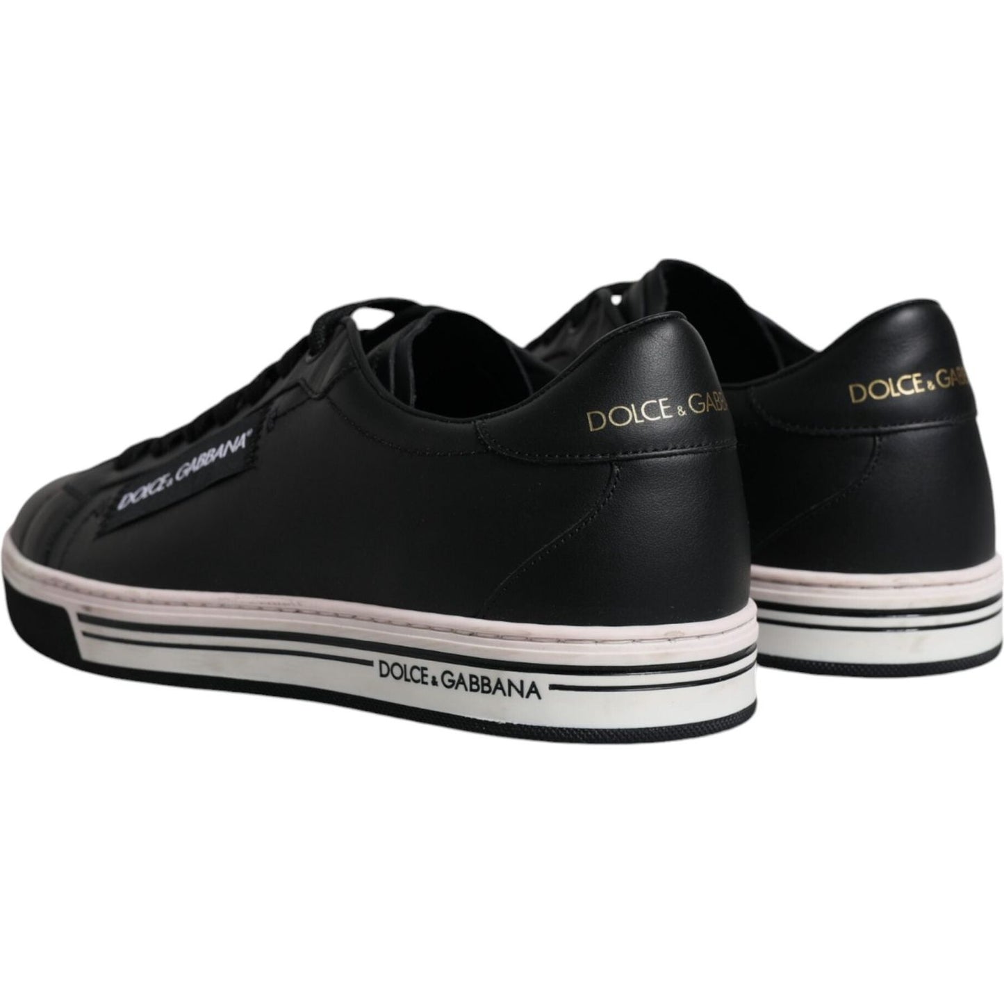 Dolce & Gabbana Black Leather Low Top Men Sneakers Shoes Dolce & Gabbana