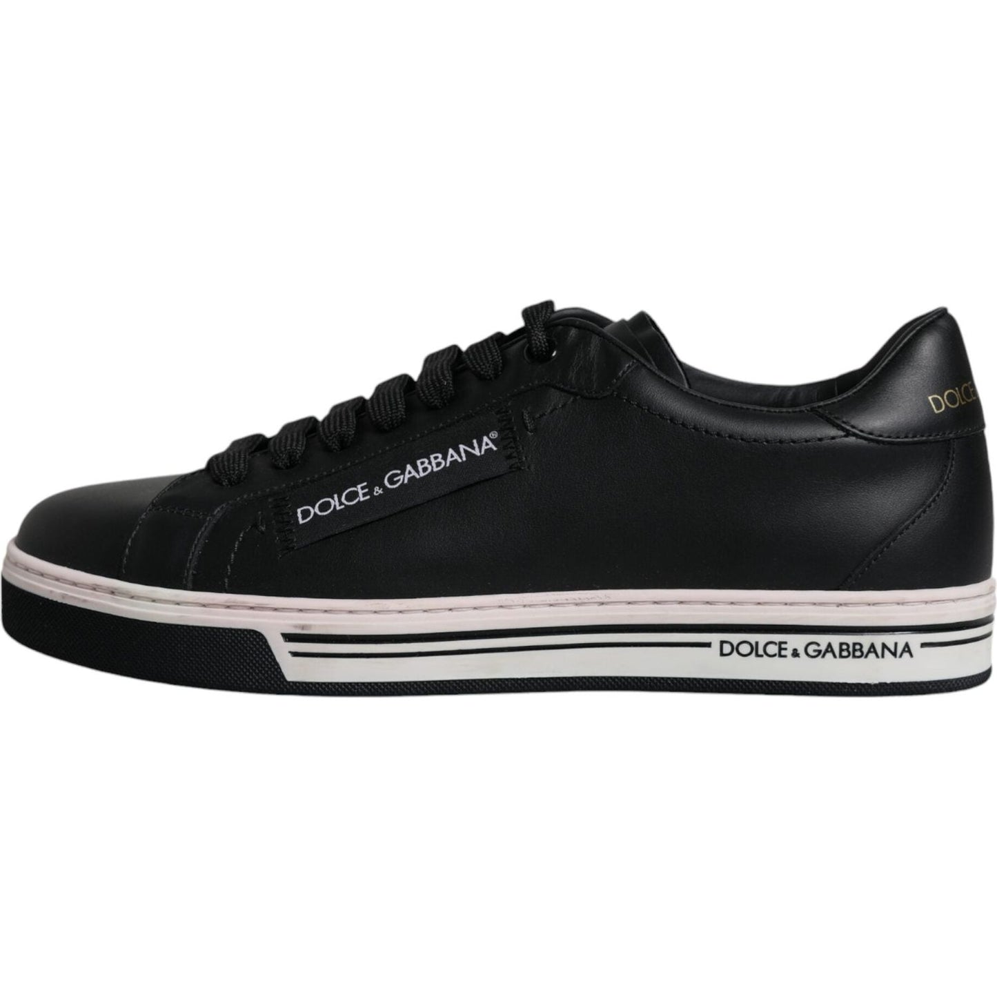 Dolce & Gabbana Black Leather Low Top Men Sneakers Shoes Dolce & Gabbana