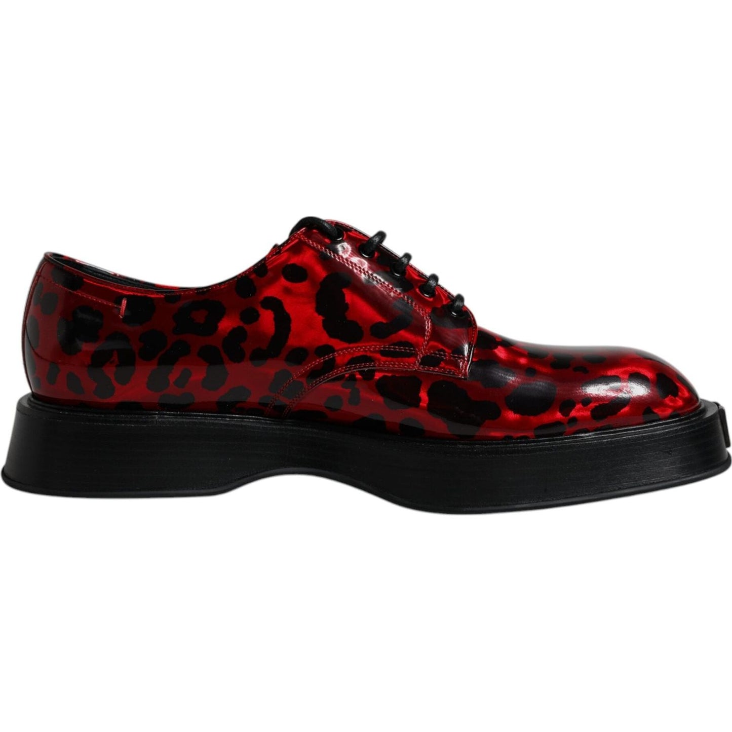 Dolce & Gabbana Red Black Leopard Lace Up Derby Dress Shoes Dolce & Gabbana