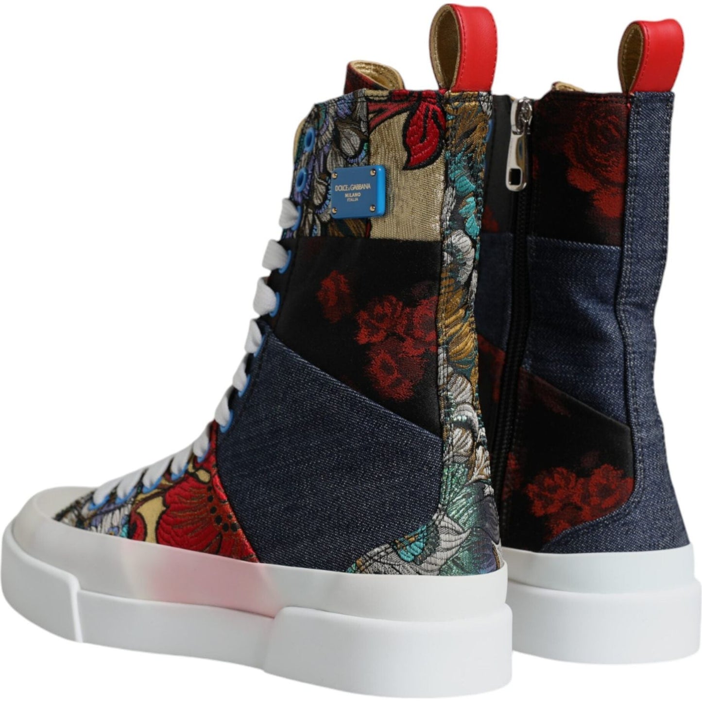 Dolce & Gabbana Multicolor Patchwork High Top Sneakers Shoes Dolce & Gabbana