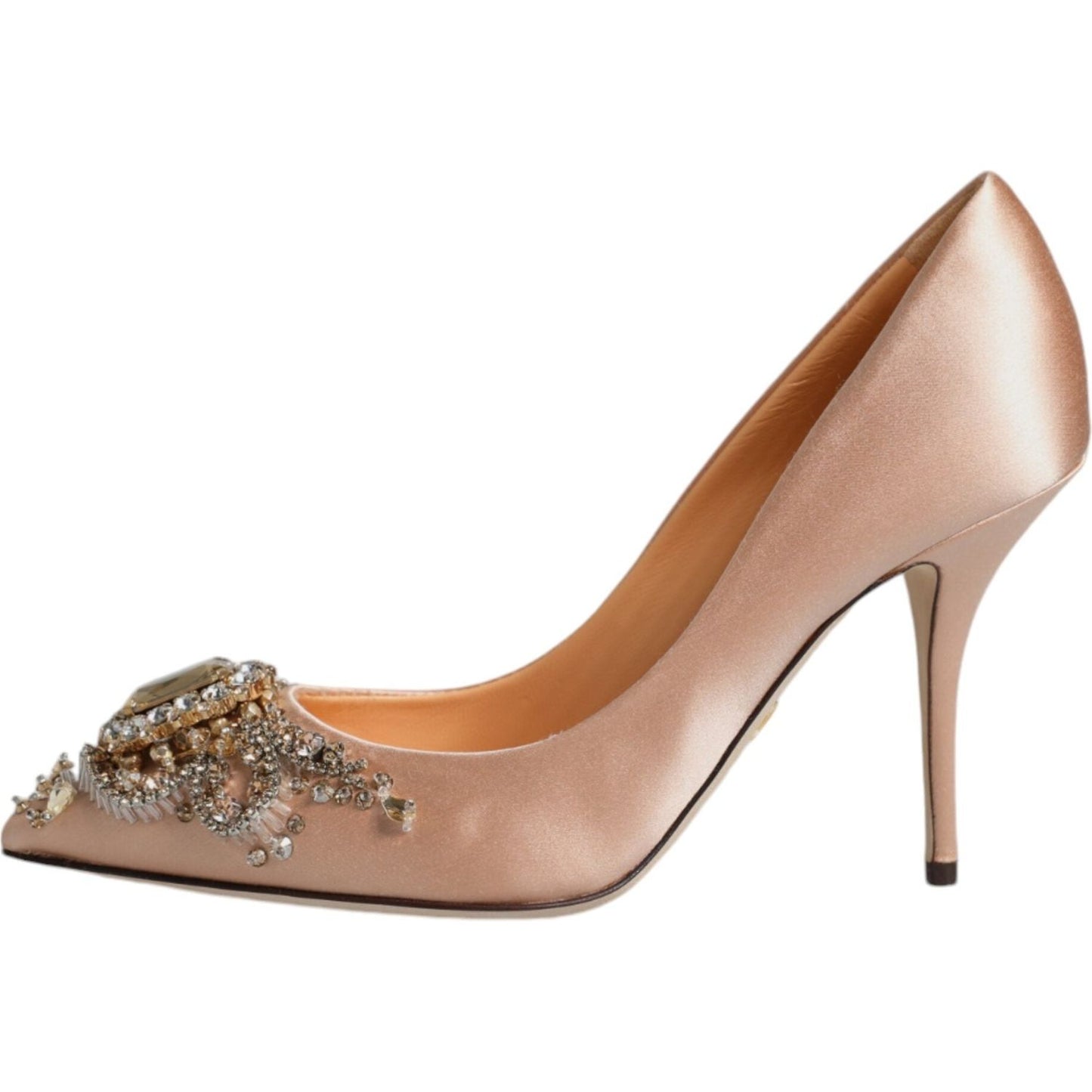 Dolce & Gabbana Beige Satin Crystal High Heels Pumps Shoes Dolce & Gabbana