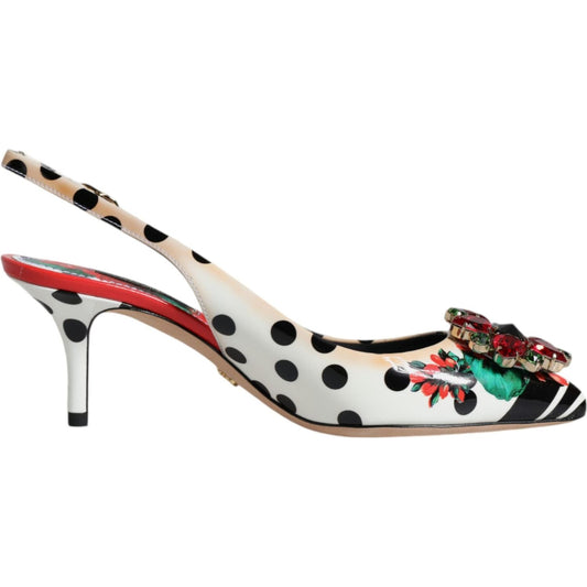 Dolce & Gabbana Multicolor Leather Crystal Heels Slingback Shoes Dolce & Gabbana