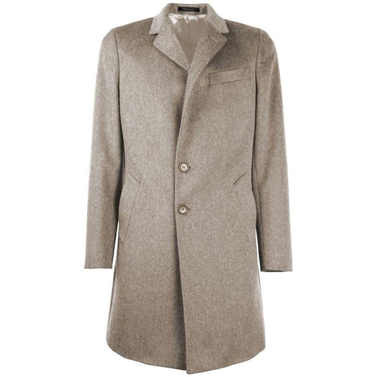 Made in Italy Beige Wool Men Coat Made in Italy