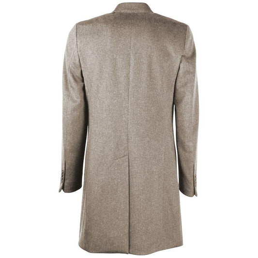 Made in Italy Beige Wool Men Coat Made in Italy