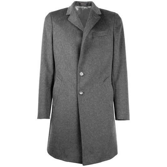 Made in Italy Gray Wool Men Coat Made in Italy