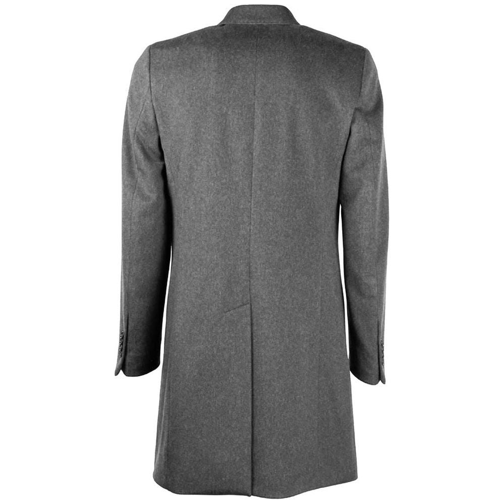 Made in Italy Gray Wool Men Coat Made in Italy