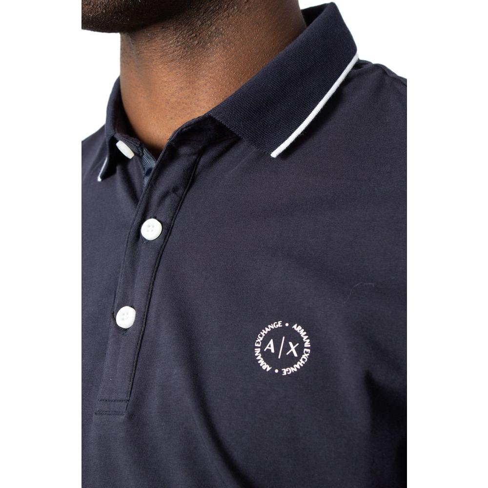 Armani Exchange Blue Cotton Polo Shirt Armani Exchange