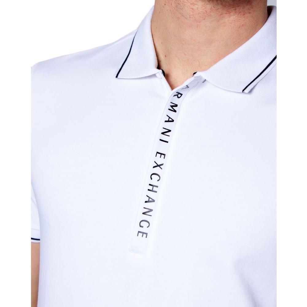 Armani Exchange White Cotton Polo Shirt Armani Exchange