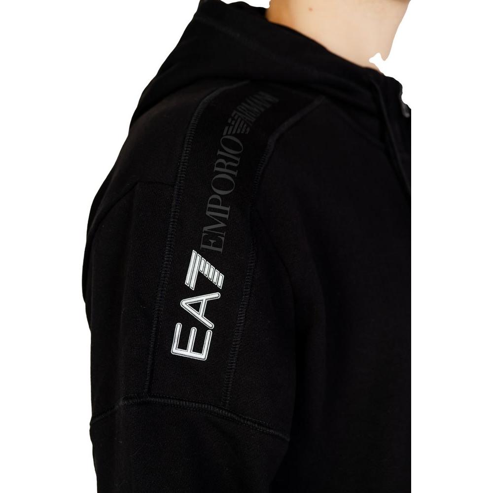 EA7 Emporio Armani Black Cotton Sweater EA7 Emporio Armani