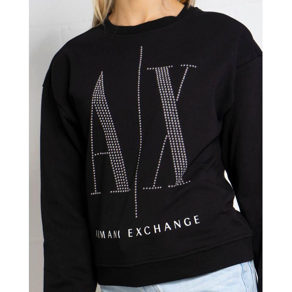 Armani Exchange Black Cotton Sweater Armani Exchange