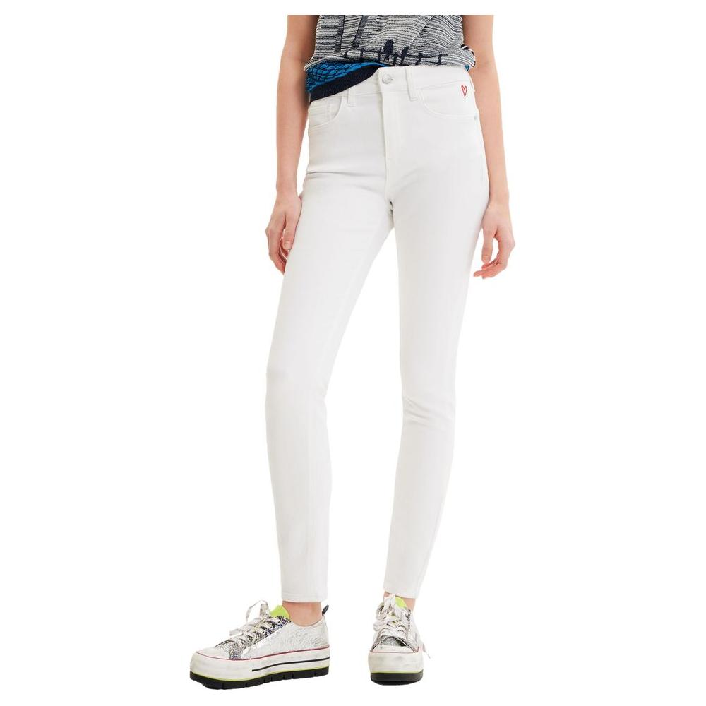 Desigual White Cotton Jeans & Pant Desigual