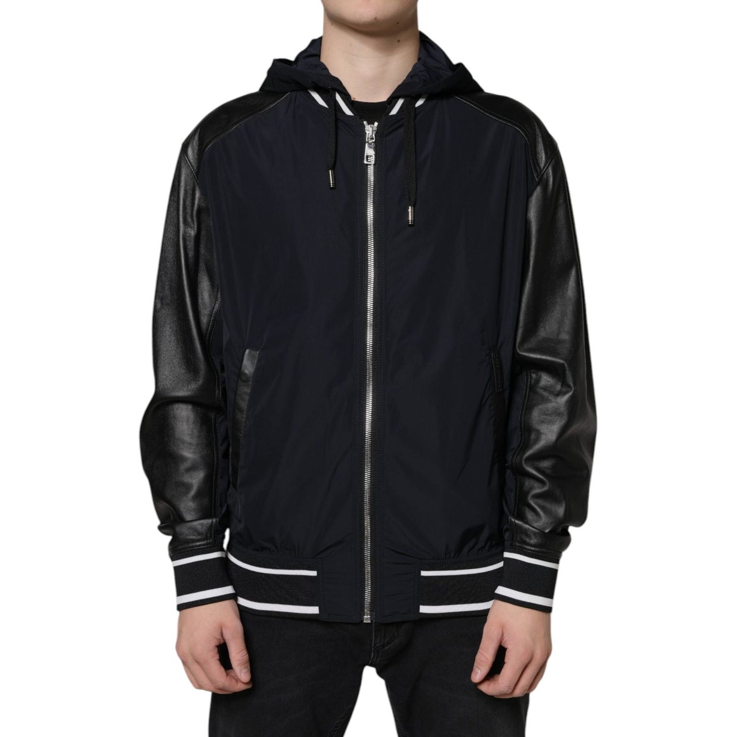 Dolce & Gabbana Black Hooded Full Zip Men Bomber Jacket Dolce & Gabbana