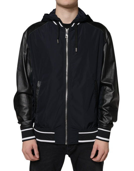 Dolce & Gabbana Black Hooded Full Zip Men Bomber Jacket Dolce & Gabbana