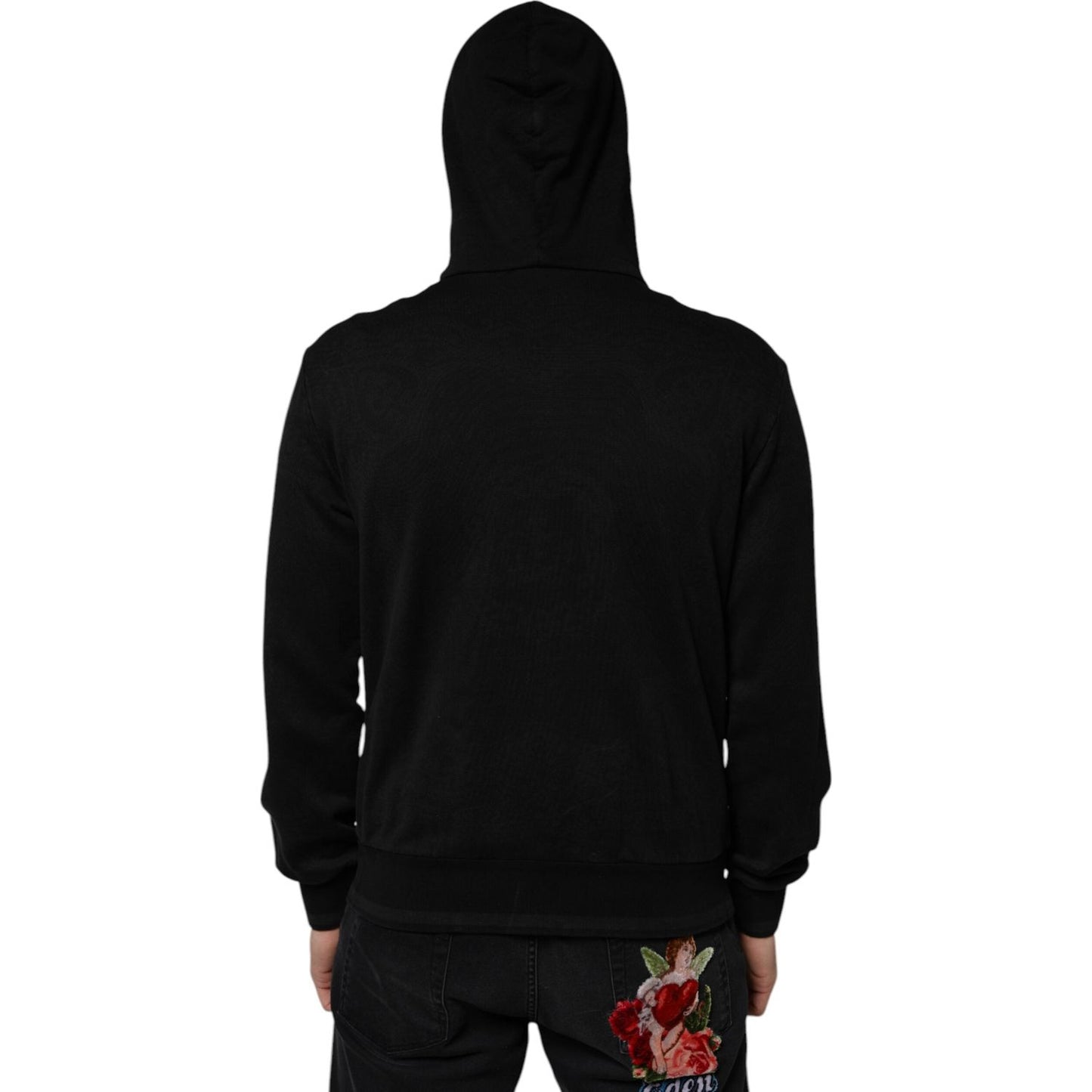 Dolce & Gabbana Black Cotton Full Zip Hooded Bomber Jacket Dolce & Gabbana