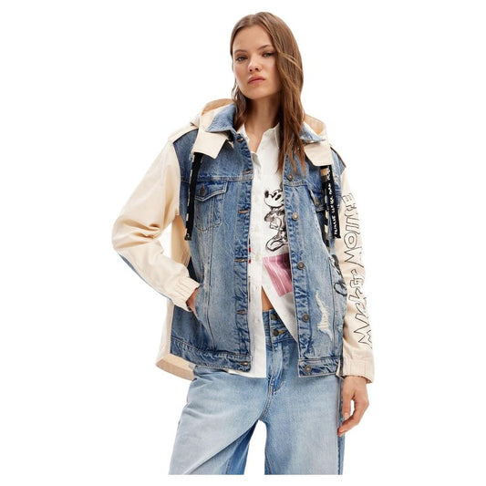 Desigual Blue Cotton Jackets & Coat Desigual