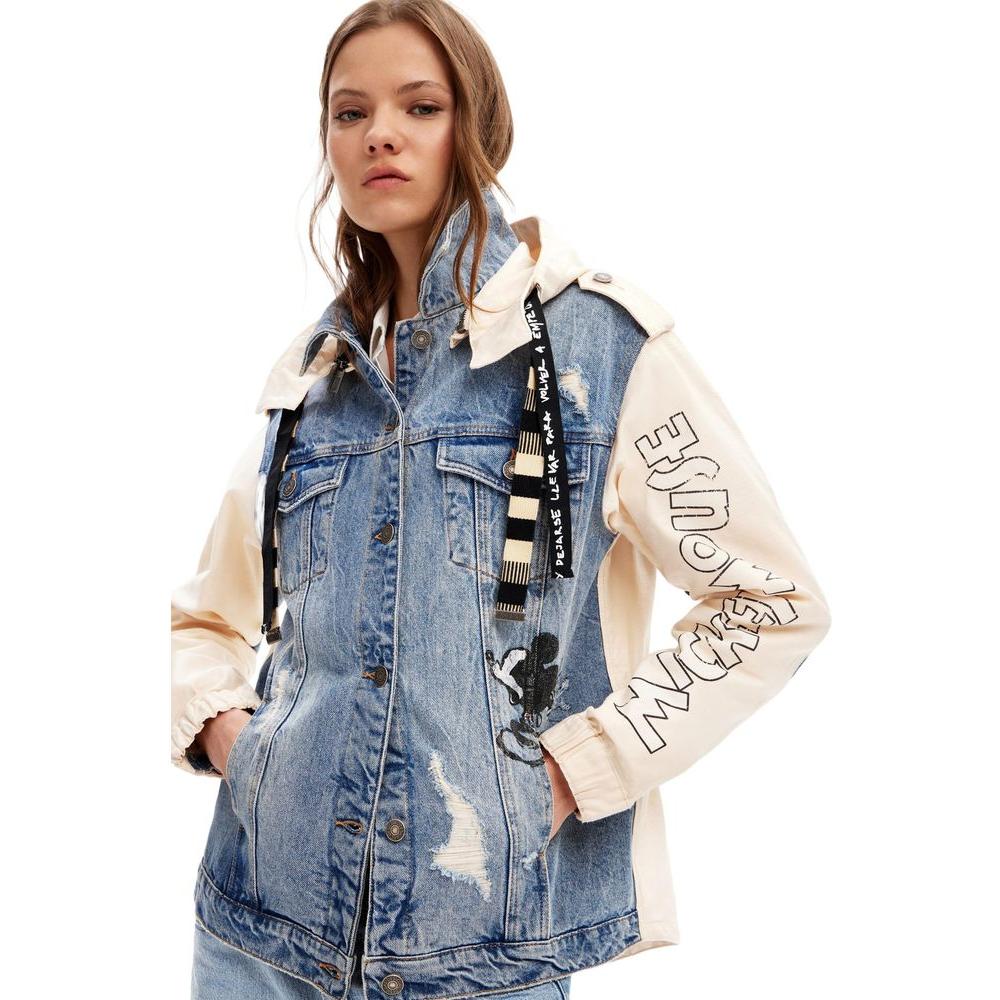 Desigual Blue Cotton Jackets & Coat Desigual