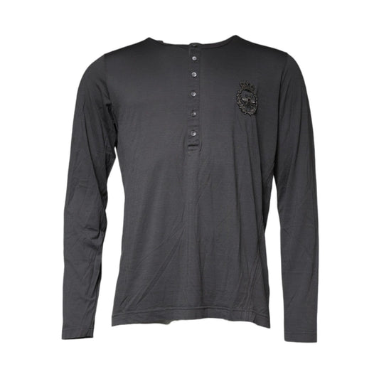 Dolce & Gabbana Gray Crown Bee Embroidery Pullover Sweater Dolce & Gabbana