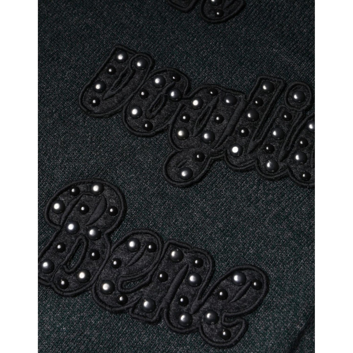 Dolce & Gabbana Gray Embellished Crew Neck Pullover Sweater