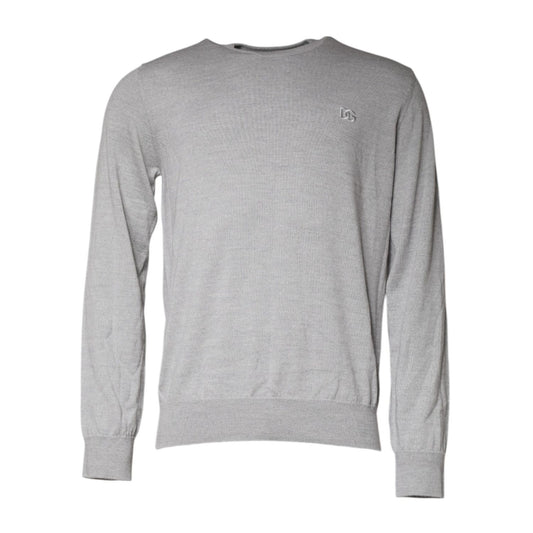 Dolce & Gabbana Light Gray Wool Crew Neck Pullover Sweater Dolce & Gabbana