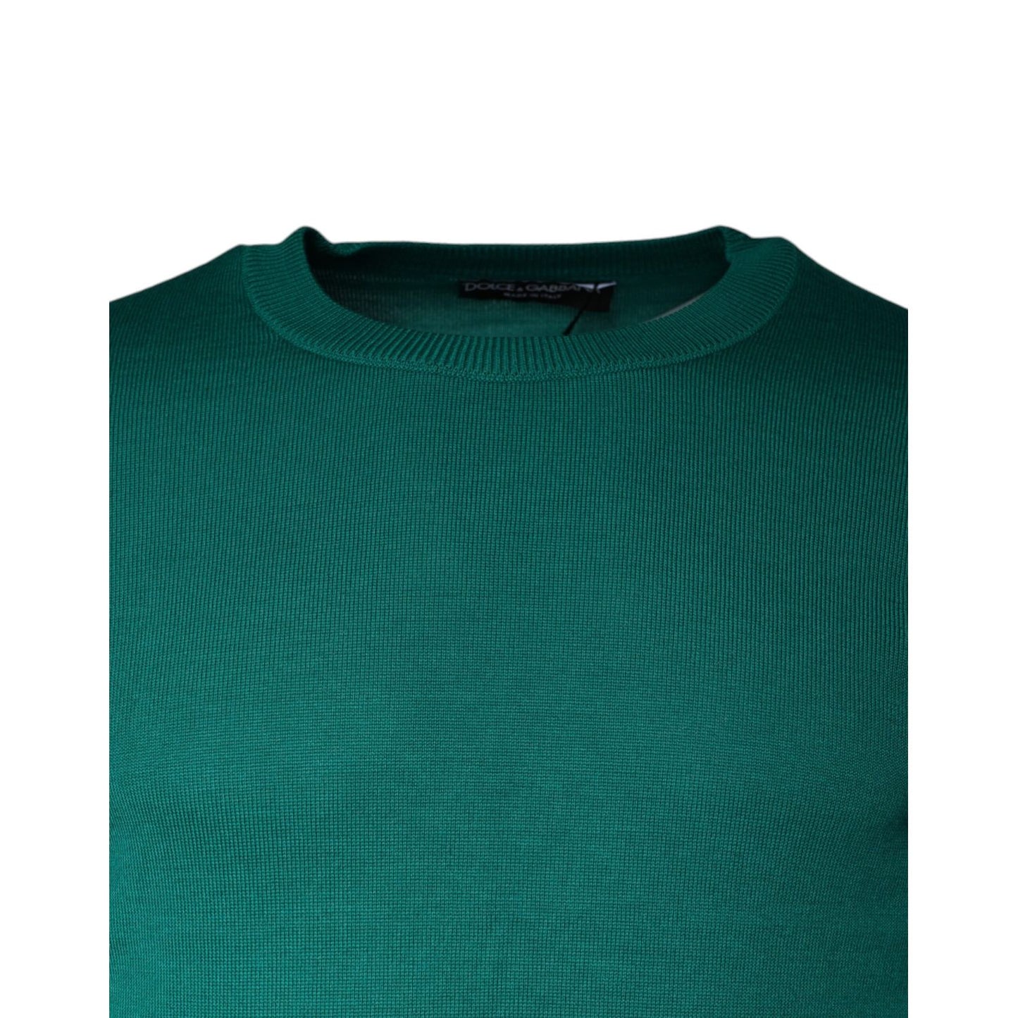 Dolce & Gabbana Green Wool Knit Crew Neck Pullover Sweater