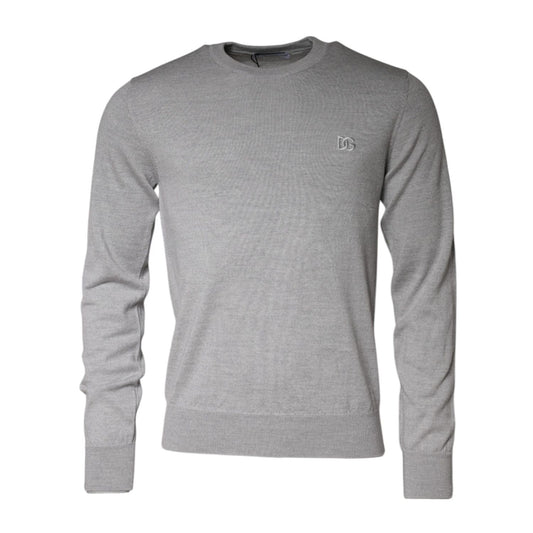Dolce & Gabbana Light Gray Wool Crew Neck Pullover Sweater Dolce & Gabbana