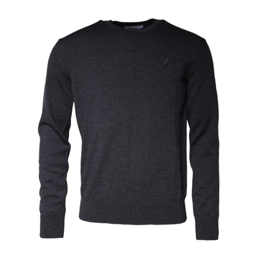 Dolce & Gabbana Dark Gray Wool Crew Neck Pullover Sweater Dolce & Gabbana