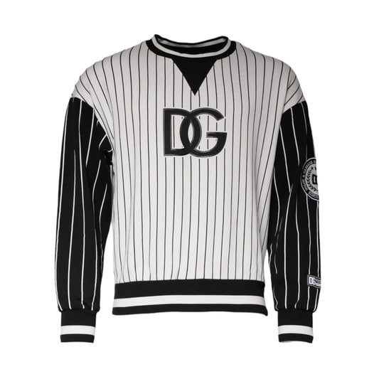 Dolce & Gabbana Black White Stripes Logo Sweatshirt Sweater Dolce & Gabbana
