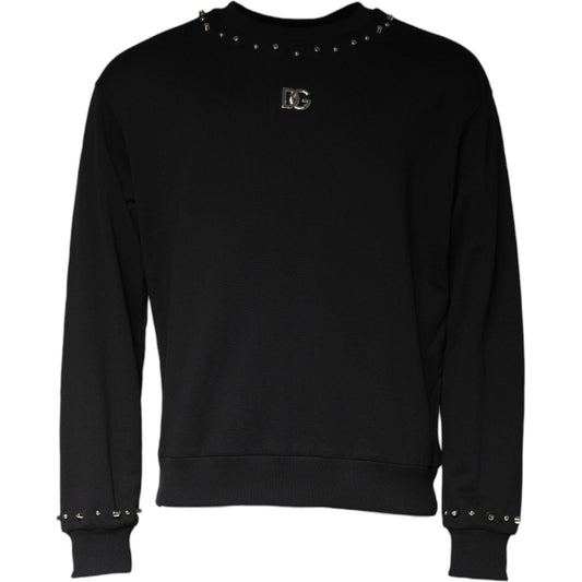Dolce & Gabbana Black Logo Stud Pullover Sweatshirt Sweater Dolce & Gabbana