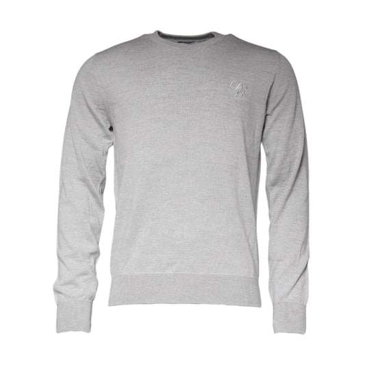 Dolce & Gabbana Light Gray Wool Crew Neck Pullover Sweater Dolce & Gabbana