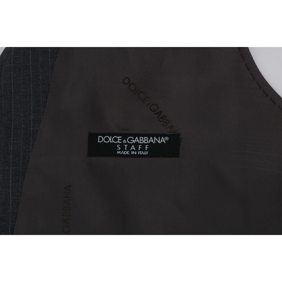 Dolce & Gabbana Elegant Striped Gray Waistcoat Vest Dolce & Gabbana