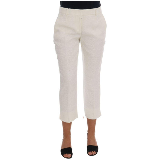 Dolce & Gabbana Elegant White Capri Pants - Cotton & Silk Blend Dolce & Gabbana