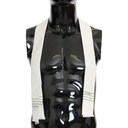 Dolce & Gabbana White Polka Dotted Silk Skinny Scarf