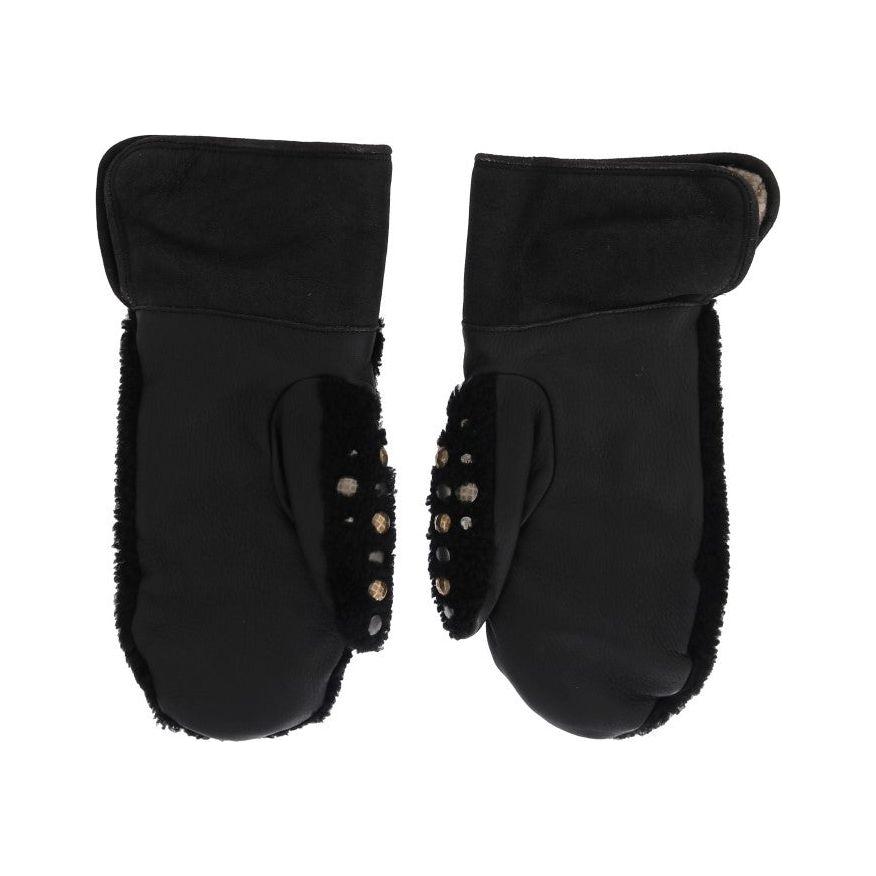 Dolce & Gabbana Studded Black Leather Gentleman's Gloves Dolce & Gabbana