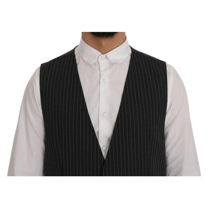 Dolce & Gabbana Gray Wool Stretch Vest Dolce & Gabbana