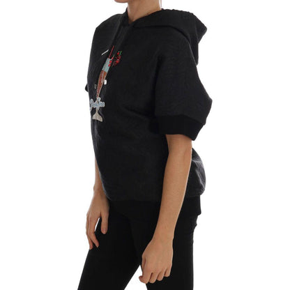 Dolce & Gabbana Black Fairy Tale Crystal Hooded Sweater