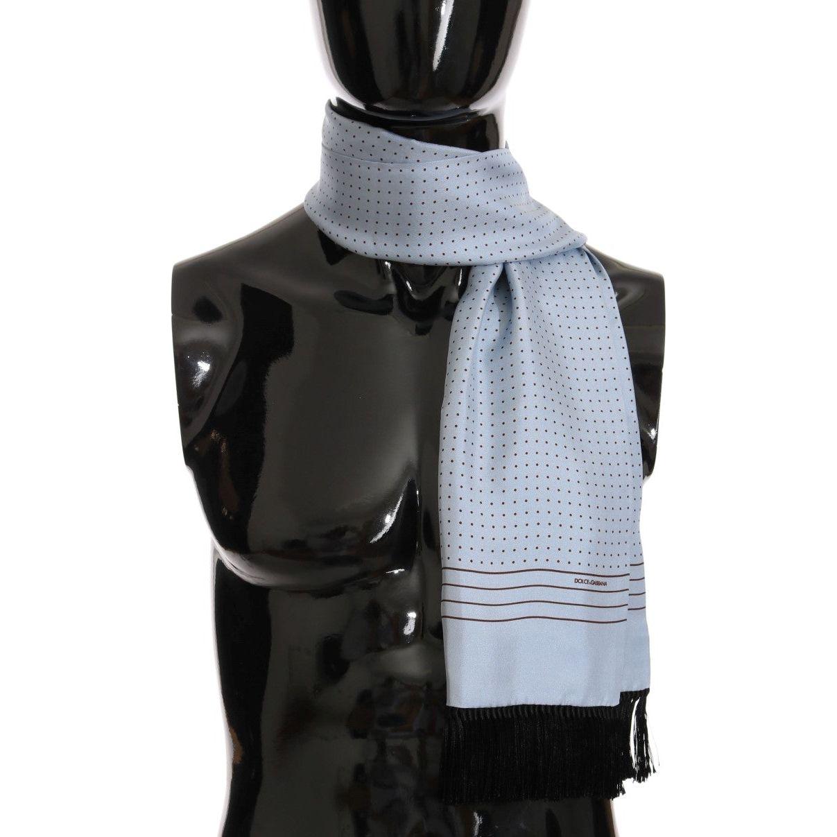 Dolce & Gabbana Elegant Blue Silk Polka Dot Men's Scarf Silk Scarves Dolce & Gabbana