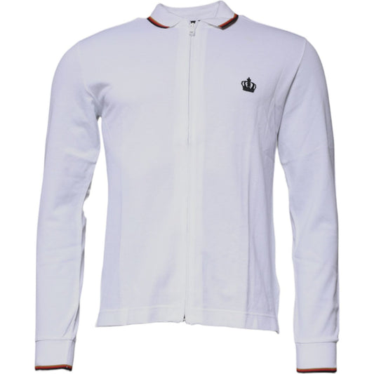 Dolce & Gabbana White Crown Men Full Zip Sweatshirt Sweater Dolce & Gabbana