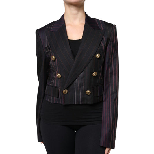 Dolce & Gabbana Multicolor Stripes Wool Cropped Blazer Coat Jacket Dolce & Gabbana