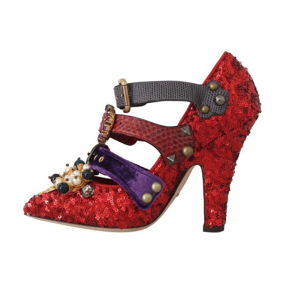 Dolce & Gabbana Red Bellucci Alta Moda Embellished Pumps Dolce & Gabbana