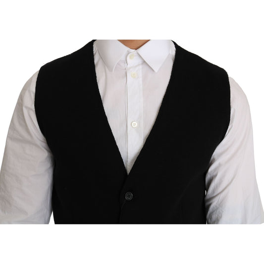 Dolce & Gabbana Sleek Black Cotton Formal Vest Dolce & Gabbana