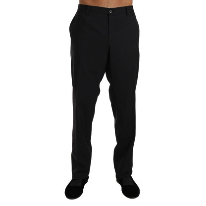 Dolce & Gabbana Black Wool Stretch Formal Trousers Dolce & Gabbana