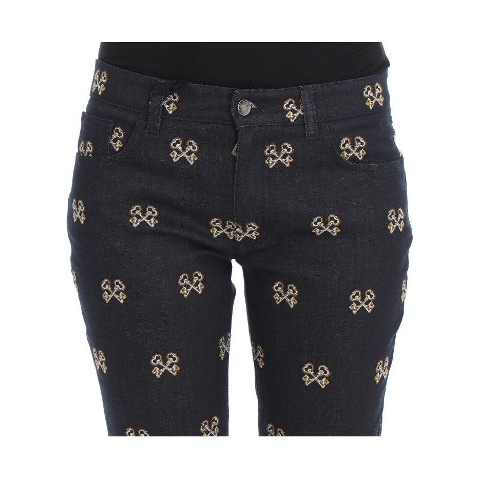 Dolce & Gabbana Elegant Embroidered Slim Fit Denim Jeans Dolce & Gabbana